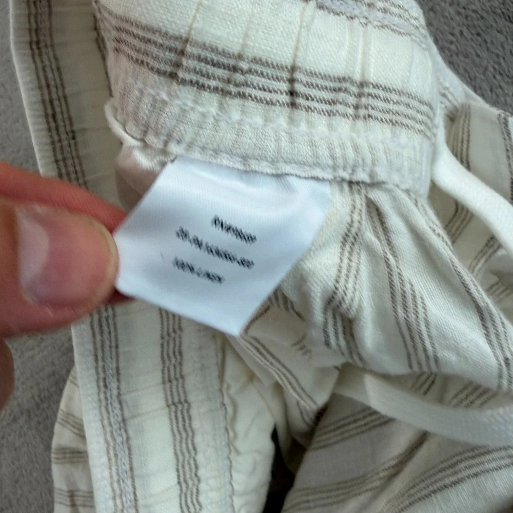 TODD SNYDER Relaxed 100% Linen Leisure‎ Pants in White Striped Pleated NWT $198